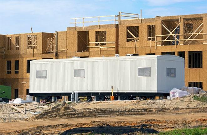 office trailers and equipment rental at a construction site in Stanton